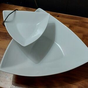 Elegant White Ceramic Serving Bowl Set